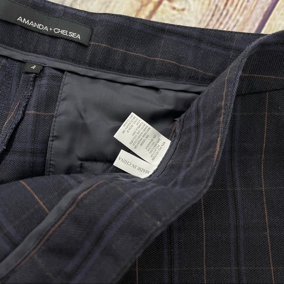 Size 4 Amanda & Chelsea Blue Plaid Fall Dress Pants - Picture 3 of 5